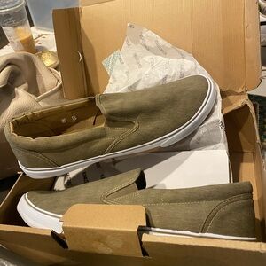 Olive Green Slip-On Canvas Shoes